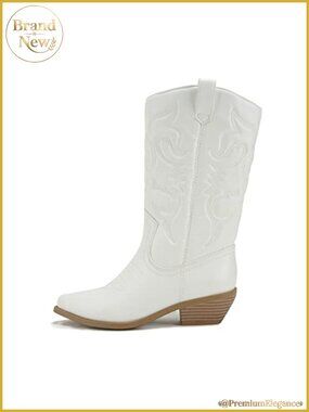 Western Cowboy Stitched Pointe Toe Low Heel Ankle Mid Shaft Boots
